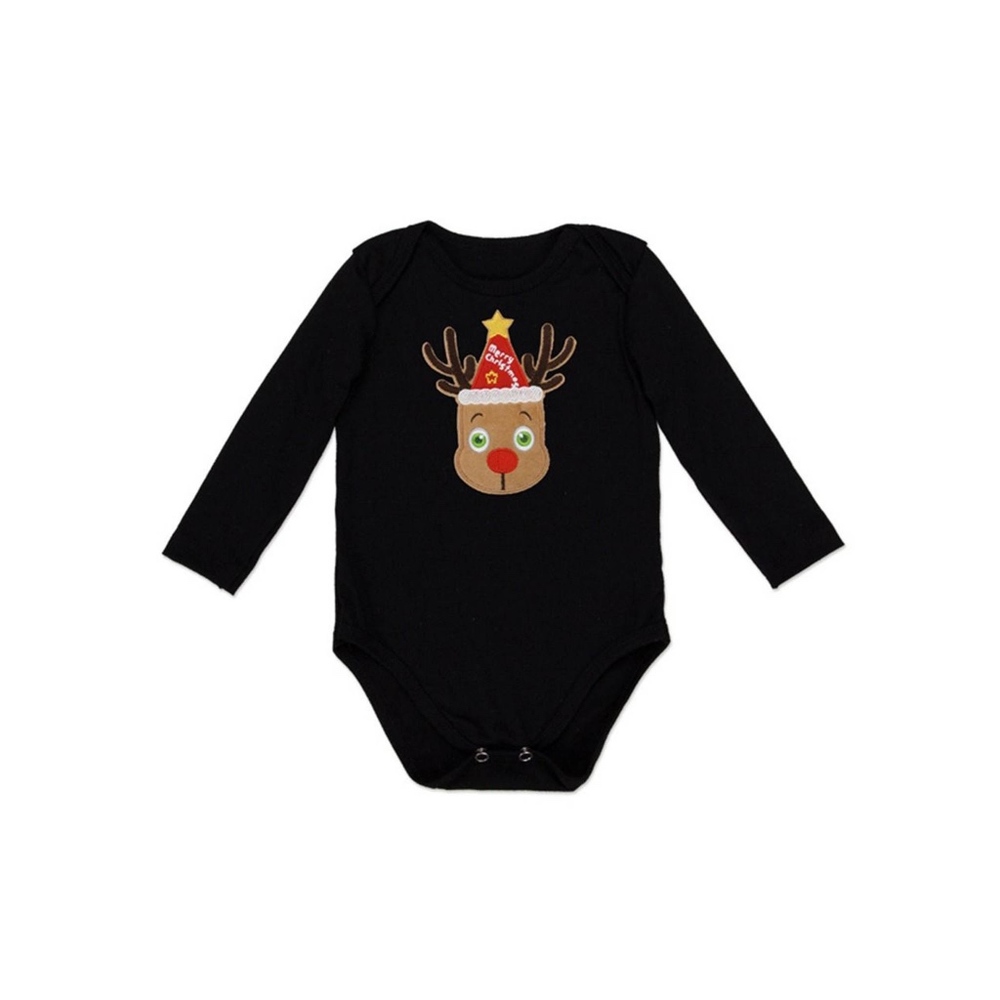 Reindeer Christmas Baby Onsie Black